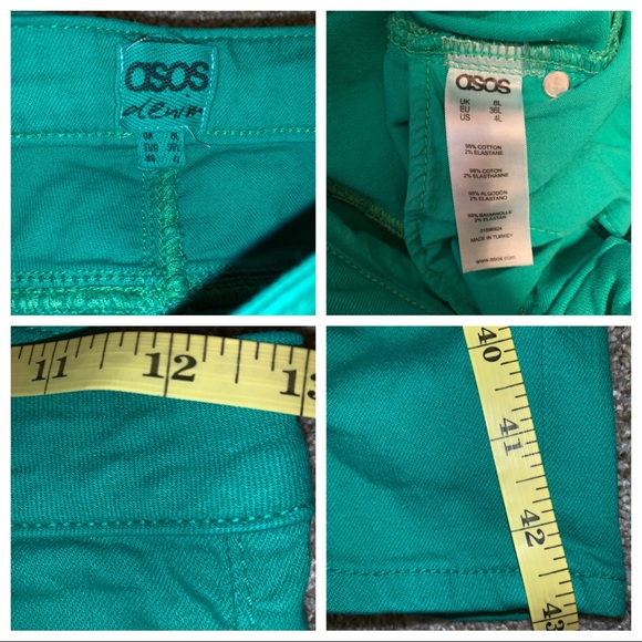 ASOS Ridley High Waist Ultra Skinny Green Jeans-4L - Picture 9 of 10